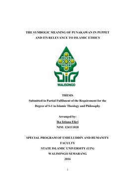 Punakawan in Puppet and Its Relevance to Islamic Ethics