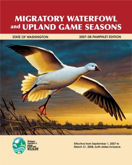 MIGRATORY WATERFOWL and UPLAND GAME SEASONS