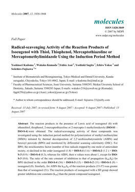 Radical-Scavenging Activity of the Reaction Products of Isoeugenol