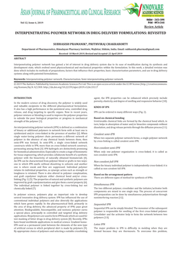 Interpenetrating Polymer Network in Drug Delivery Formulations: Revisited