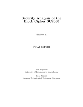 Security Analysis of the Block Cipher SC2000