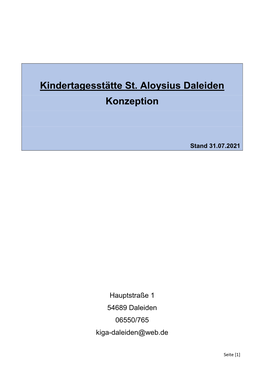 Kindertagesstätte St. Aloysius Daleiden Konzeption