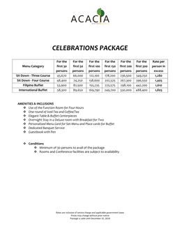 Celebrations Package