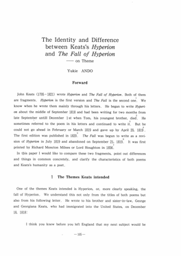 The Identity and Difference Between Keats's Hyperion and the Fall of Hyperion