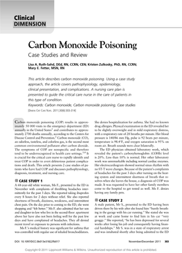 Carbon Monoxide Poisoning Case Studies and Review
