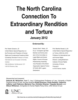 The North Carolina Connection to Extraordinary Rendition and Torture January 2012