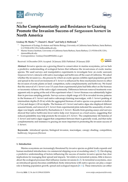 Niche Complementarity and Resistance to Grazing Promote the Invasion Success of Sargassum Horneri in North America
