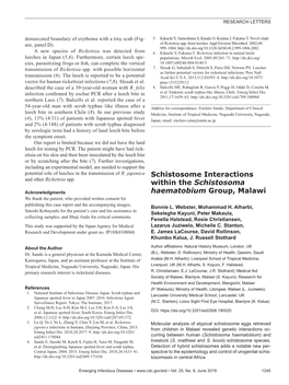 Schistosome Interactions Within the Schistosoma Haematobium Group