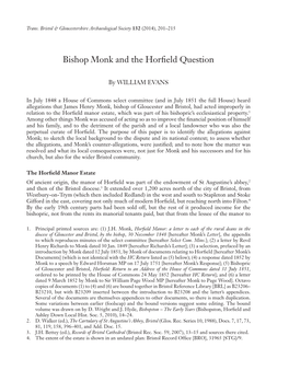 Bishop Monk and the Horfield Question