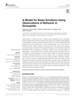 A Model for Basic Emotions Using Observations of Behavior in Drosophila