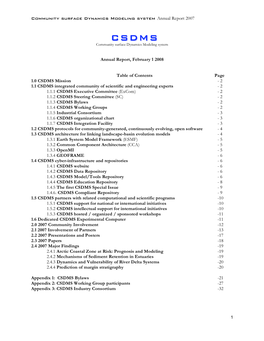 Community Surface Dynamics Modeling System Annual Report 2007