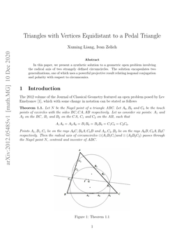 Triangles with Vertices Equidistant to a Pedal Triangle