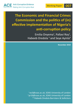 The Economic and Financial Crimes Commission and the Politics Of