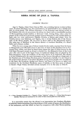 Mbira Music of Jege A. Tapera