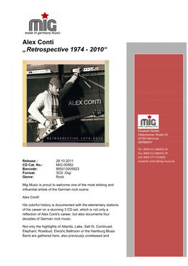 Alex Conti „ Retrospective 1974 - 2010“