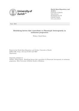 Identifying Factors That Conctribute to Phenotypic Heterogeneity in Melanoma Progression