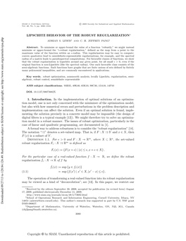 Lipschitz Behavior of the Robust Regularization∗