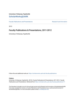 Faculty Publications & Presentations, 2011-2012