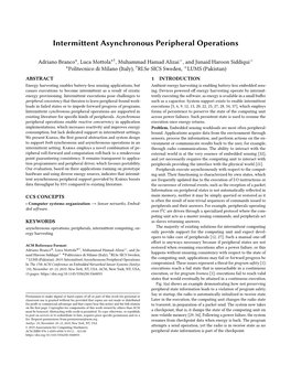 Intermittent Asynchronous Peripheral Operations