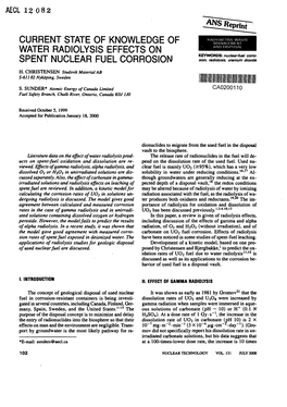 Current State of Knowledge of Water Radiolysis Effects