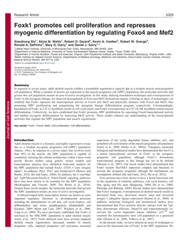 Foxk1 Promotes Cell Proliferation and Represses Myogenic Differentiation