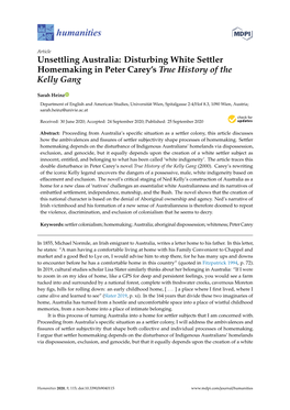 Unsettling Australia: Disturbing White Settler Homemaking in Peter Carey’S True History of the Kelly Gang