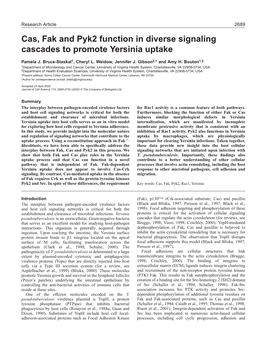 Role of Fak, Cas and Pyk2 in Yersinia Uptake 2691