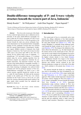 Double-Difference Tomography of P- and S-Wave Velocity Structure Beneath the Western Part of Java, Indonesia*