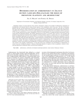 Solanaceae): the Roles of Phenotypic Plasticity and Architecture1