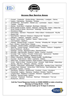 Access Bus Service Areas