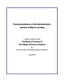 Recommendations on the Administration and Use of Mayo's