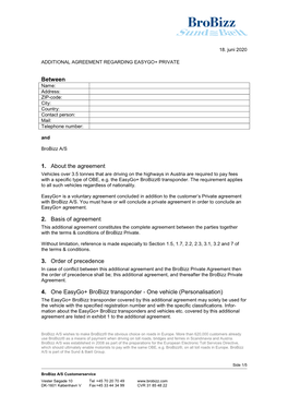 Between 1. About the Agreement 2. Basis of Agreement 3