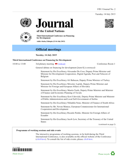 Journal Unit at United Nations Headquarters, New York, and Published in Addis Ababa, Ethiopia, by the Department for General Assembly and Conference Management