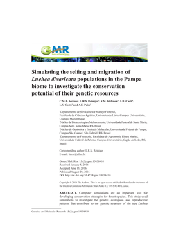 Simulating the Selfing and Migration of Luehea Divaricata Populations in the Pampa Biome to Investigate the Conservation Potential of Their Genetic Resources