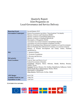Quarterly Report: Joint Progamme on Local Governance and Service Delivery