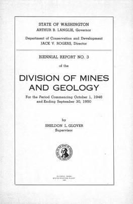 DIVISION of MINES and GEOLOGY for the Period Commencing October 1, 1948 and Ending September 30, 1950