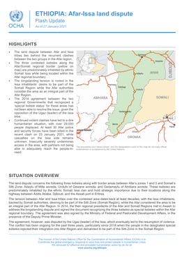 ETHIOPIA: Afar-Issa Land Dispute Flash Update As of 27 January 2021