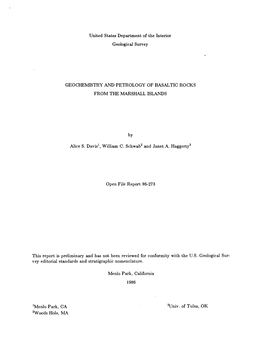 Geochemistry and Petrology of Basaltic Rocks from the Marshall Islands