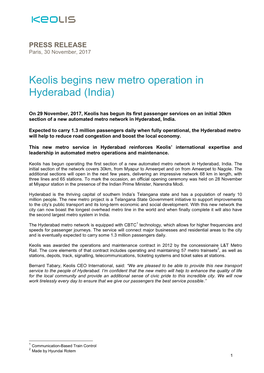 Launch of Hyderabad Metro Network