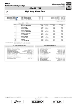 START LIST High Jump Men - Final