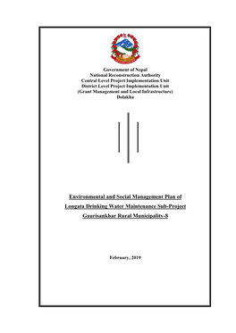 Environmental and Social Management Plan of Longata Drinking Water Maintenance Sub-Project Gaurisankhar Rural Municipality-8