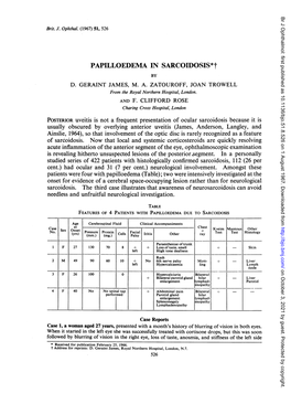 PAPILLOEDEMA in SARCOIDOSIS*T by D