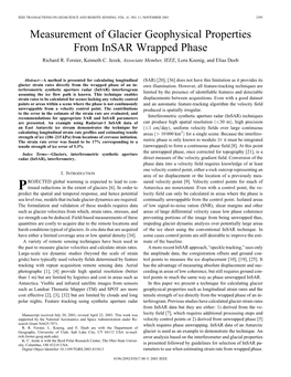 Measurement of Glacier Geophysical Properties from Insar Wrapped Phase Richard R