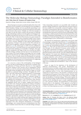 The Molecular Biology/Immunology Paradigm Extended to Bioinformatics John F