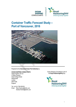 Container Traffic Forecast Study – Port of Vancouver, 2016
