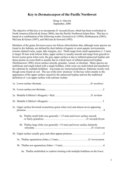 Key to Dermatocarpon of the Pacific Northwest