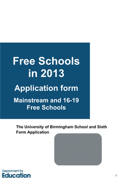 The University of Birmingham School and Sixth Form Application