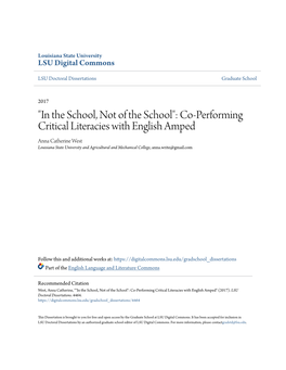 "In the School, Not of the School": Co-Performing Critical Literacies