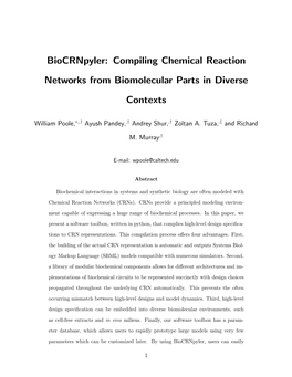 Biocrnpyler: Compiling Chemical Reaction Networks from Biomolecular Parts in Diverse Contexts