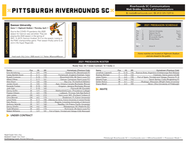 Riverhounds SC Communications UPCOMING MA TCHES